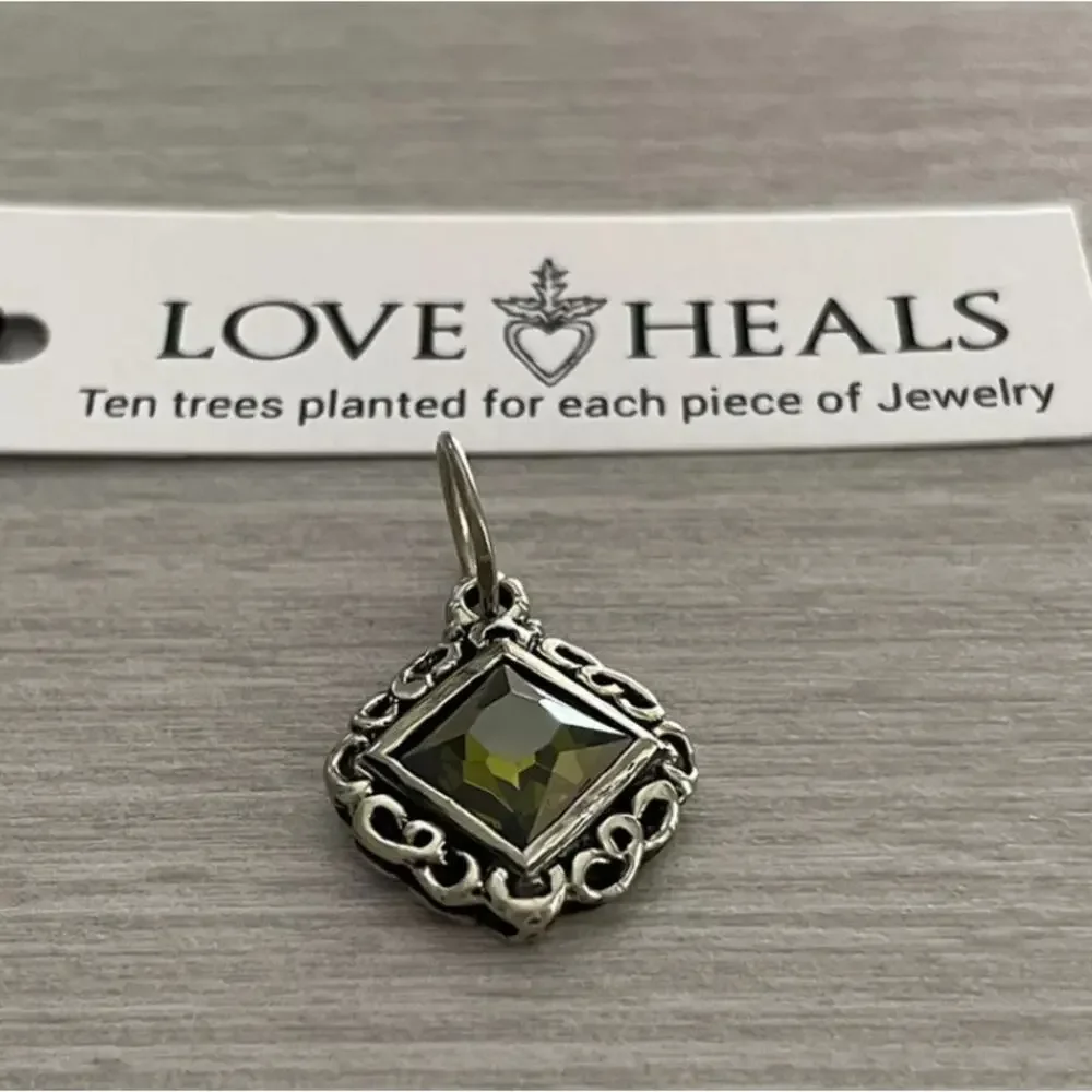 Love Heals Olive Green Prism Mirror Charm White Bronze Ojai CA LH33